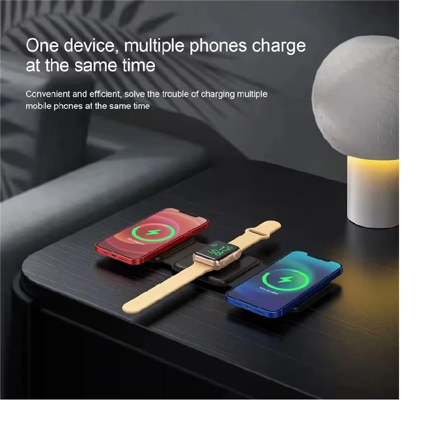 Generic 3 In 1 Magnetic Wireless Charger Pad Stand - image 3