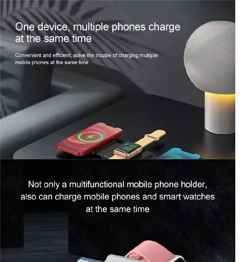 Generic 3 In 1 Magnetic Wireless Charger Pad Stand - image 4