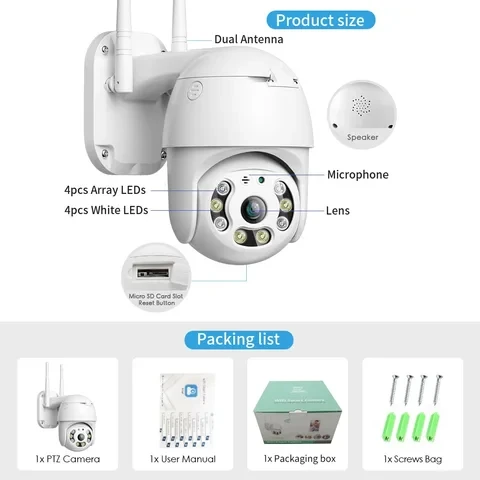 Generic PTZ Auto Tracking WiFi Camera 4MP HD AI Humanoid - image 3