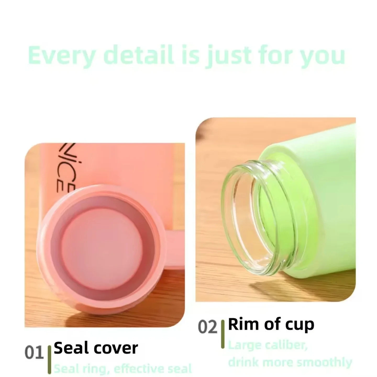 NICE Water Bottle 400ml Glass + Plastic - image 3