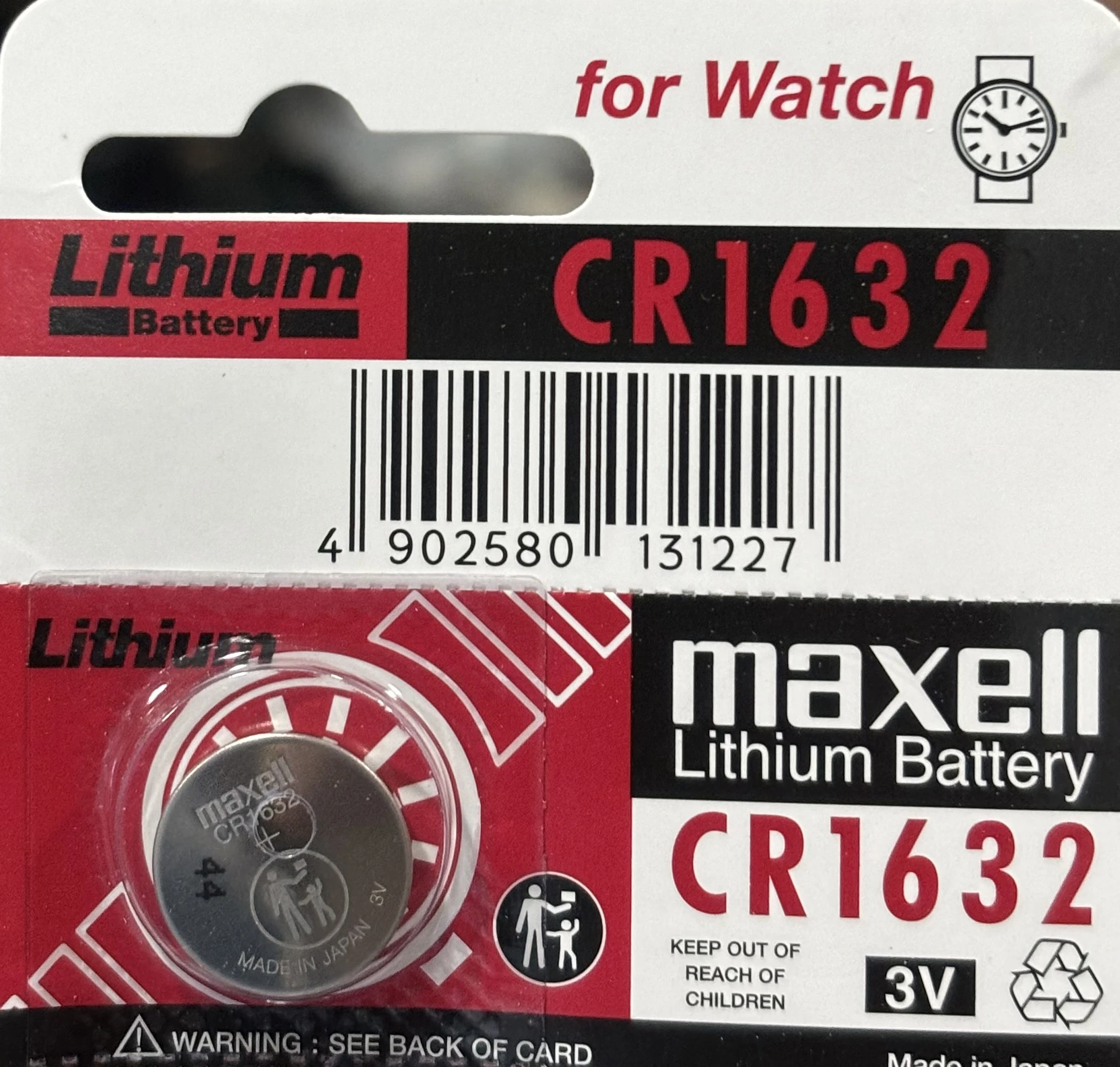 Silver 1 PEC Maxell Lithium CR1632 Battery