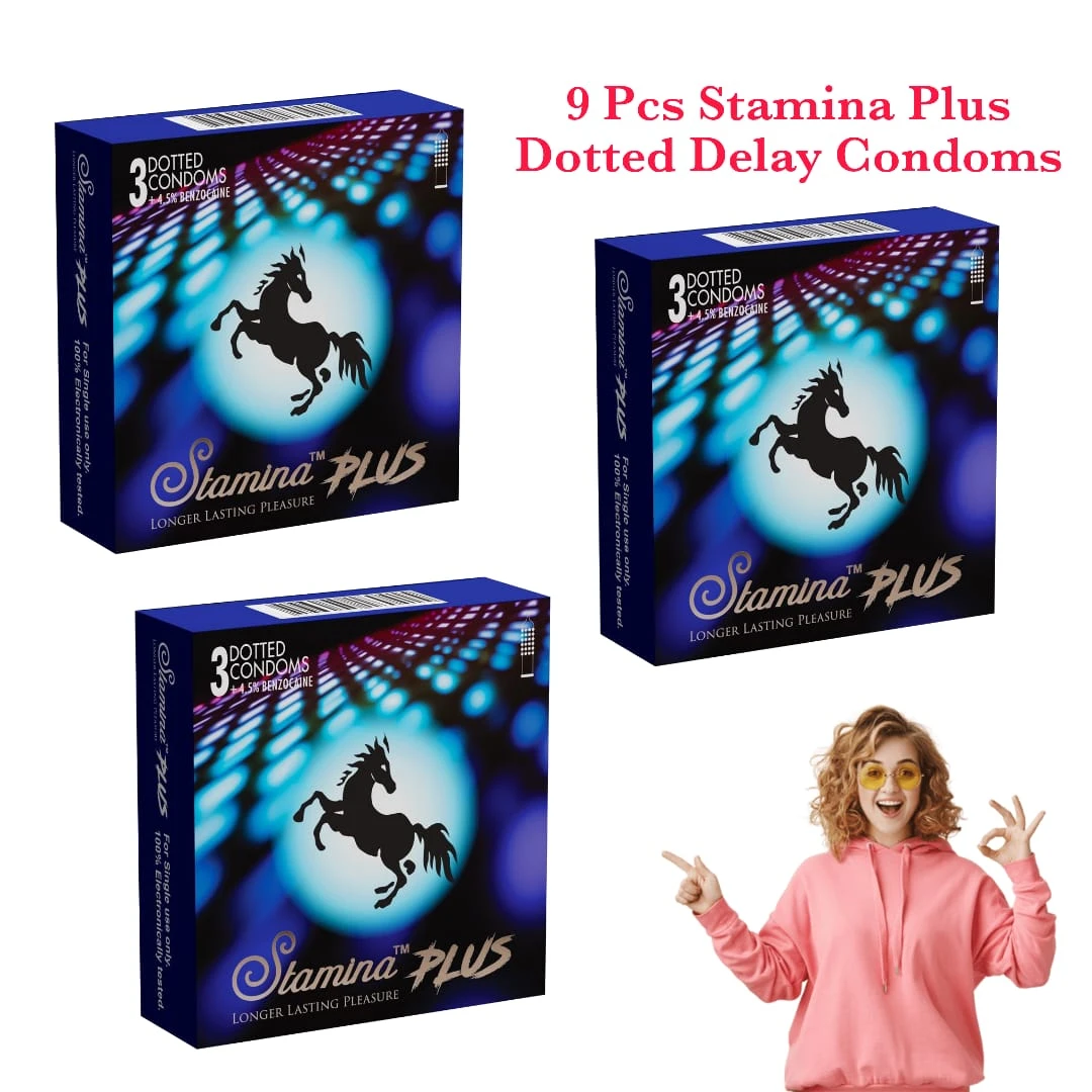 Stamina Plus Delay Dotted Condoms  9Pcs - image 3