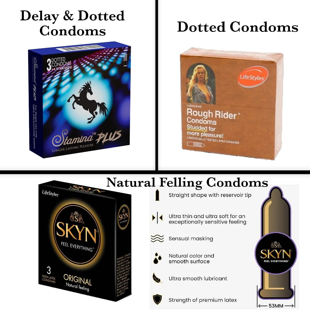 Skyn Stamina Plus Delay Rough Rider Dotted Condoms - image 2