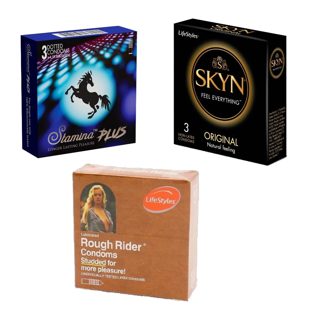Skyn Stamina Plus Delay Rough Rider Dotted Condoms - image 5
