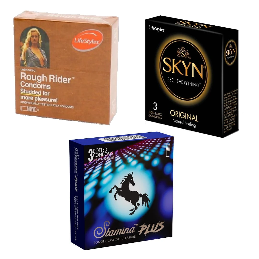 Skyn Stamina Plus Delay Rough Rider Dotted Condoms - image 4