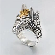 Vintage Egypt Cross Stainless Steel Rings - image 4