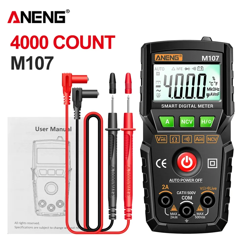 ANENG M107 Mini Digital Multimeter 4000 Count AC/DC Electric Tester