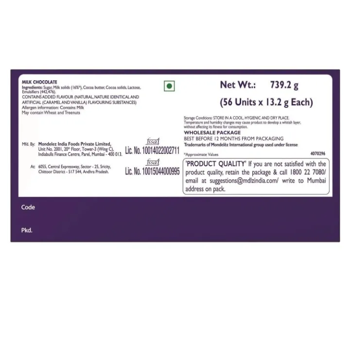 Cadbury Dairy Milk Chocolate Bar 13.2 g Pack of 56 - image 5