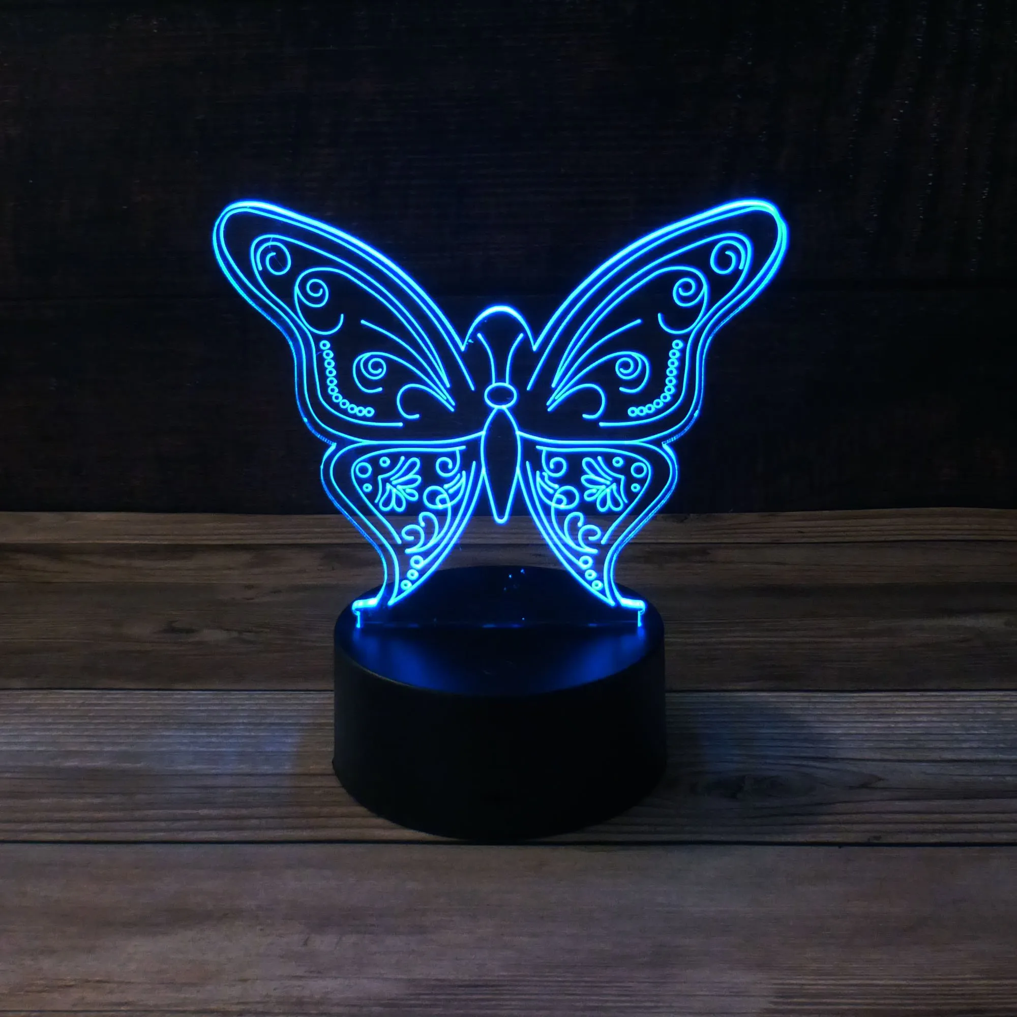 Generic 3D Illusion Butterfly 7 Colors Change Night Light