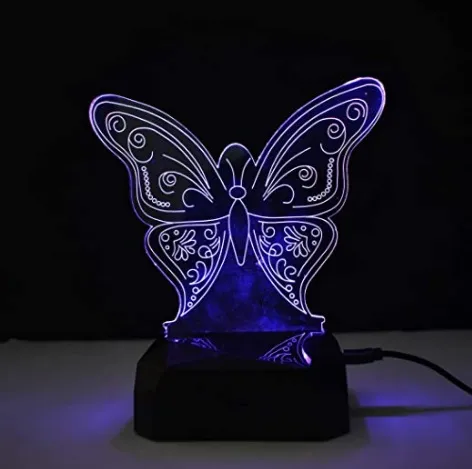 Generic 3D Illusion Butterfly 7 Colors Change Night Light - image 2