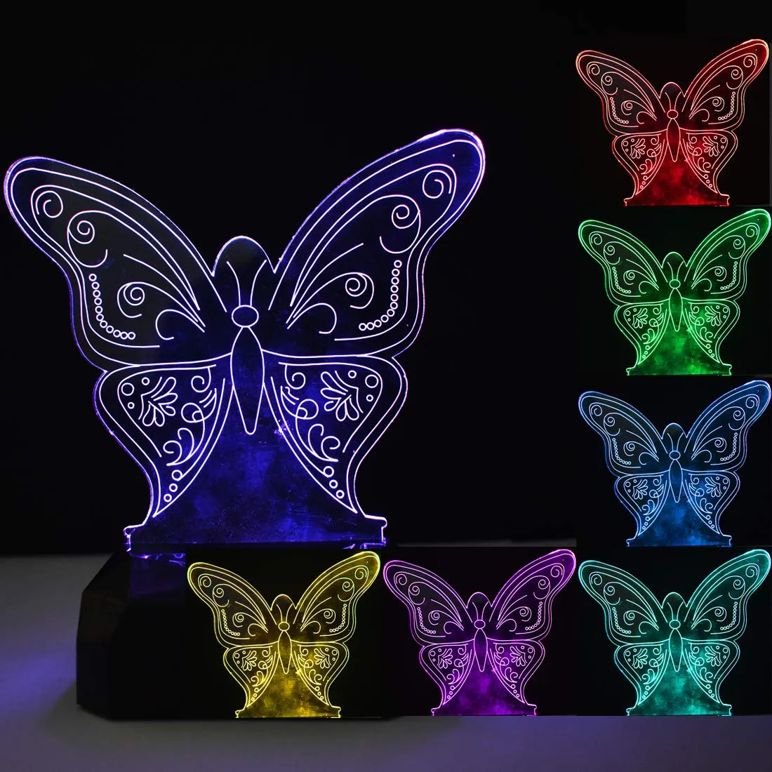 Generic 3D Illusion Butterfly 7 Colors Change Night Light - image 3