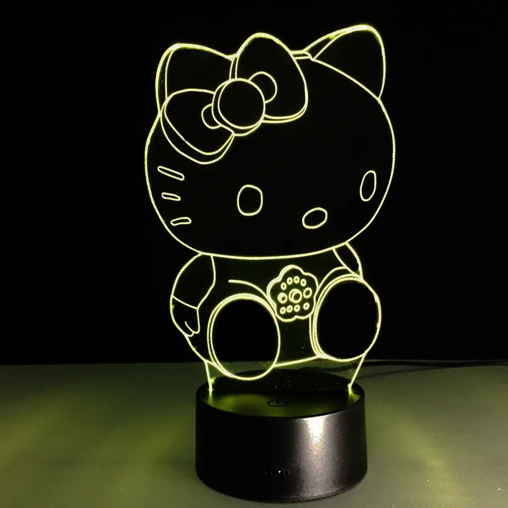 Hello Kitty Kids 3D Illusion 7 Colors Change Night Light - image 2