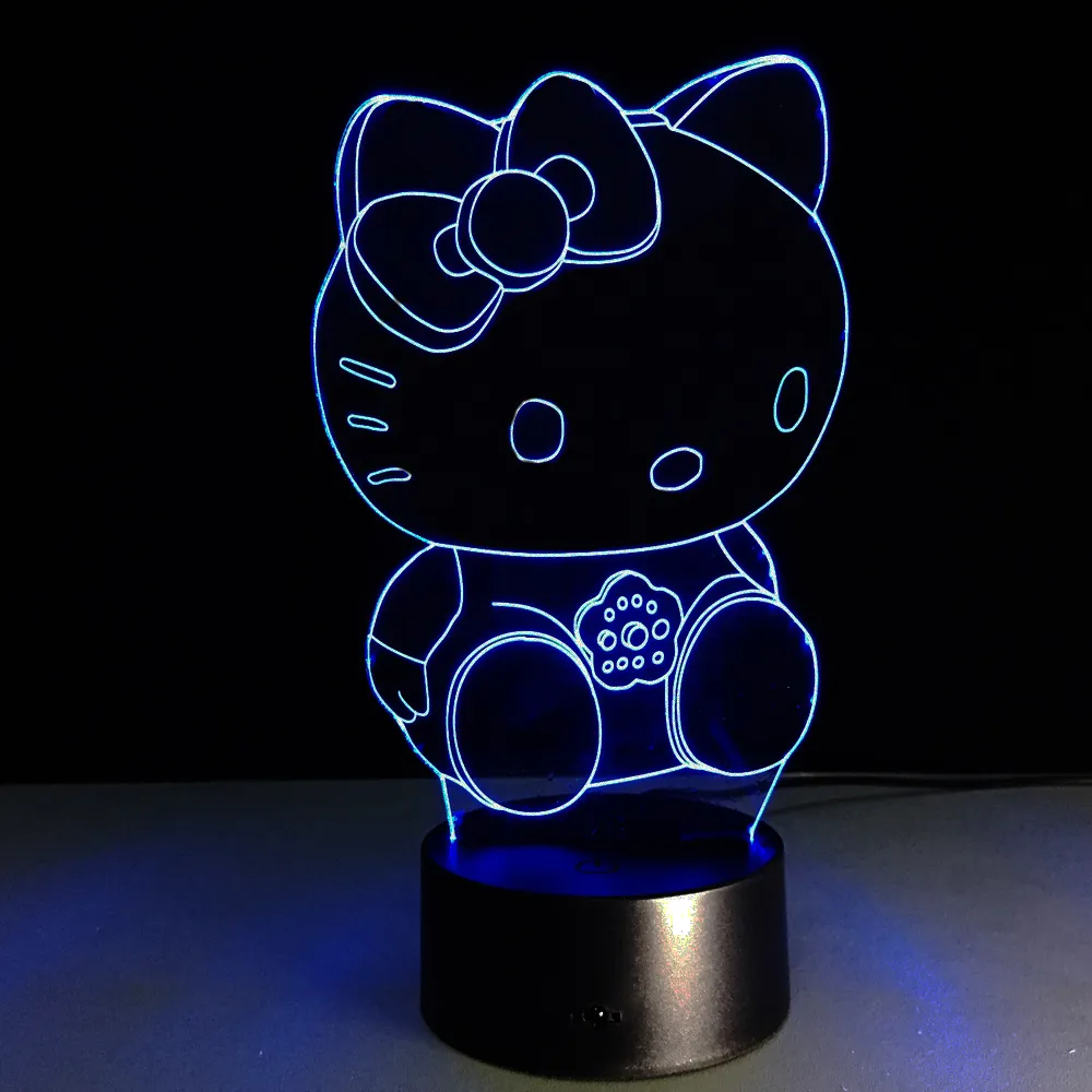 Hello Kitty Kids 3D Illusion 7 Colors Change Night Light - image 3