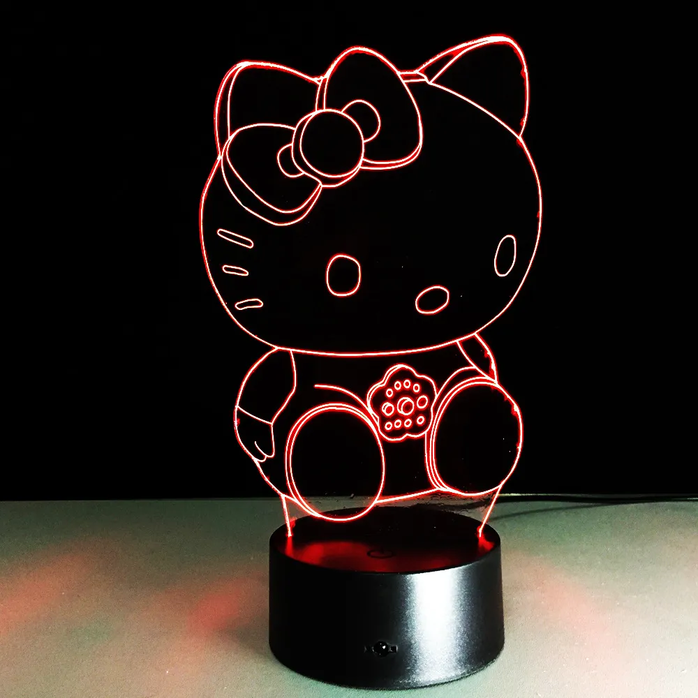 Hello Kitty Kids 3D Illusion 7 Colors Change Night Light - image 4