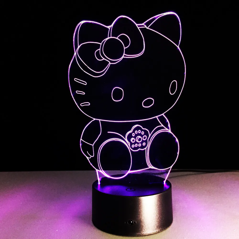 Hello Kitty Kids 3D Illusion 7 Colors Change Night Light - image 5