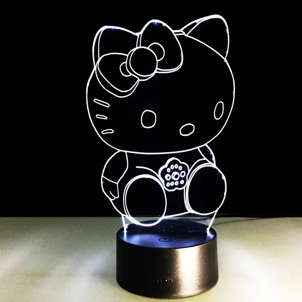 Hello Kitty Kids 3D Illusion 7 Colors Change Night Light - image 6
