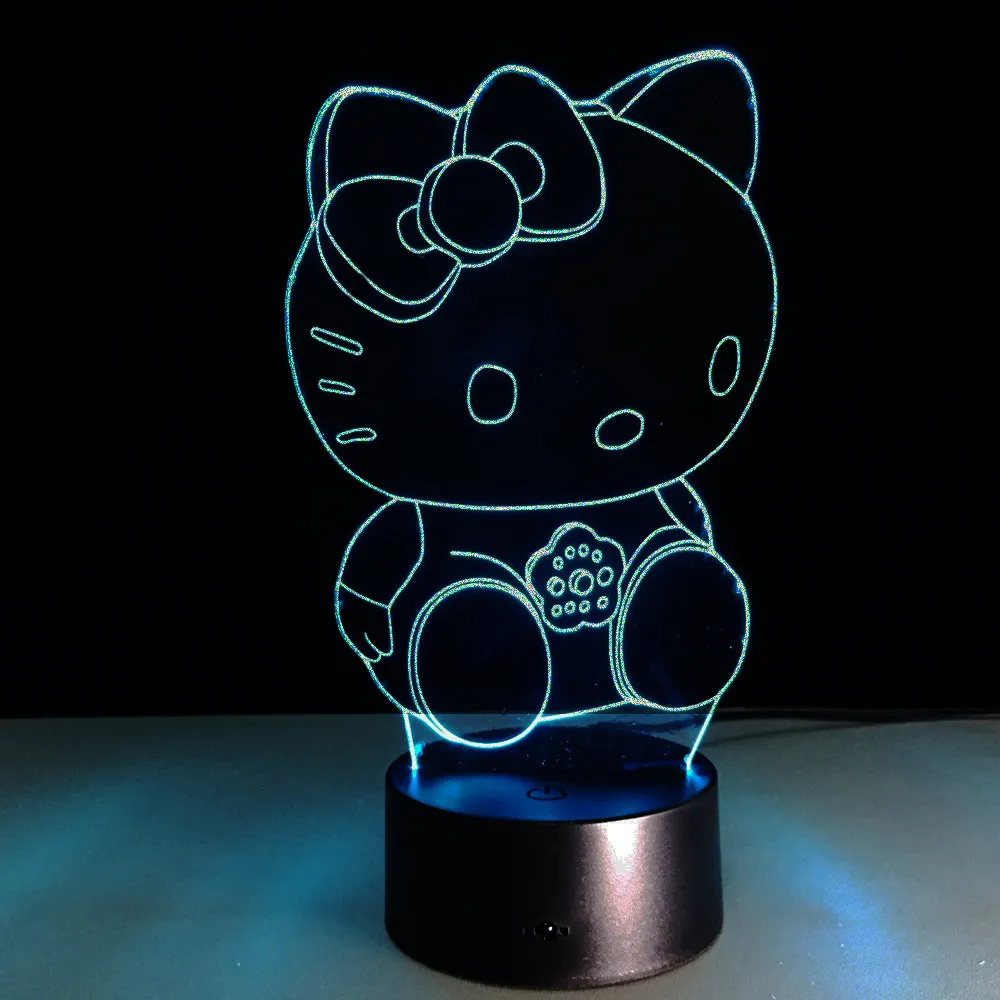 Hello Kitty Kids 3D Illusion 7 Colors Change Night Light - image 7