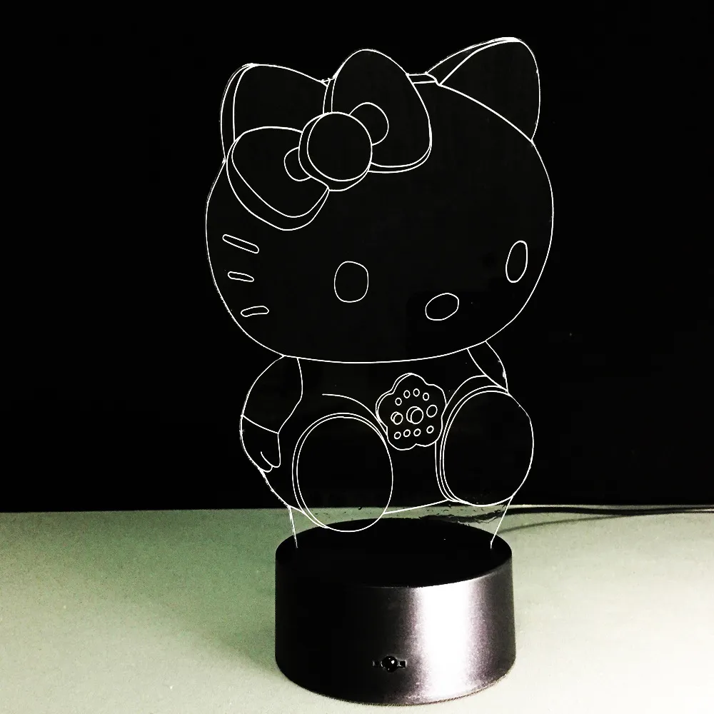 Hello Kitty Kids 3D Illusion 7 Colors Change Night Light - image 8
