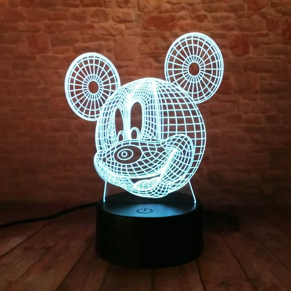Generic Mickey Mouse 3D Illusion 7 Colours Touch Lamp