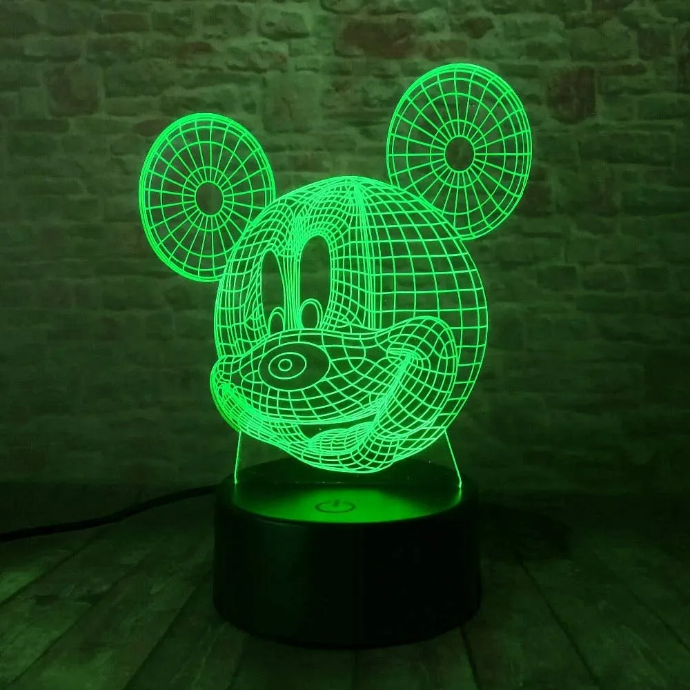 Generic Mickey Mouse 3D Illusion 7 Colours Touch Lamp - image 2