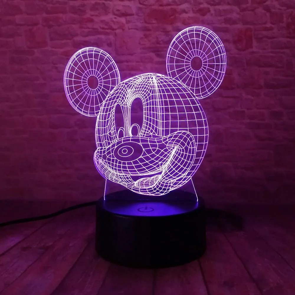 Generic Mickey Mouse 3D Illusion 7 Colours Touch Lamp - image 3