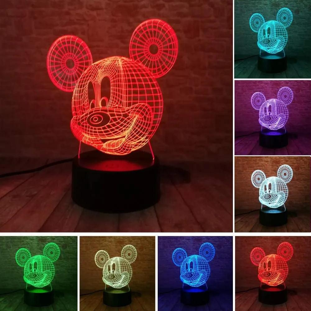 Generic Mickey Mouse 3D Illusion 7 Colours Touch Lamp - image 4