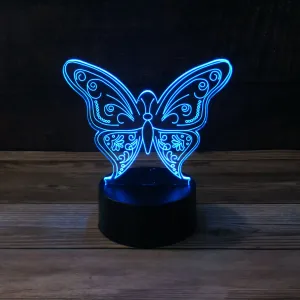 Generic 3D Illusion Butterfly 7 Colors Change Night Light