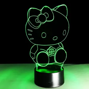 Hello Kitty Kids 3D Illusion 7 Colors Change Night Light