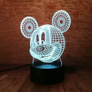 Generic Mickey Mouse 3D Illusion 7 Colours Touch Lamp