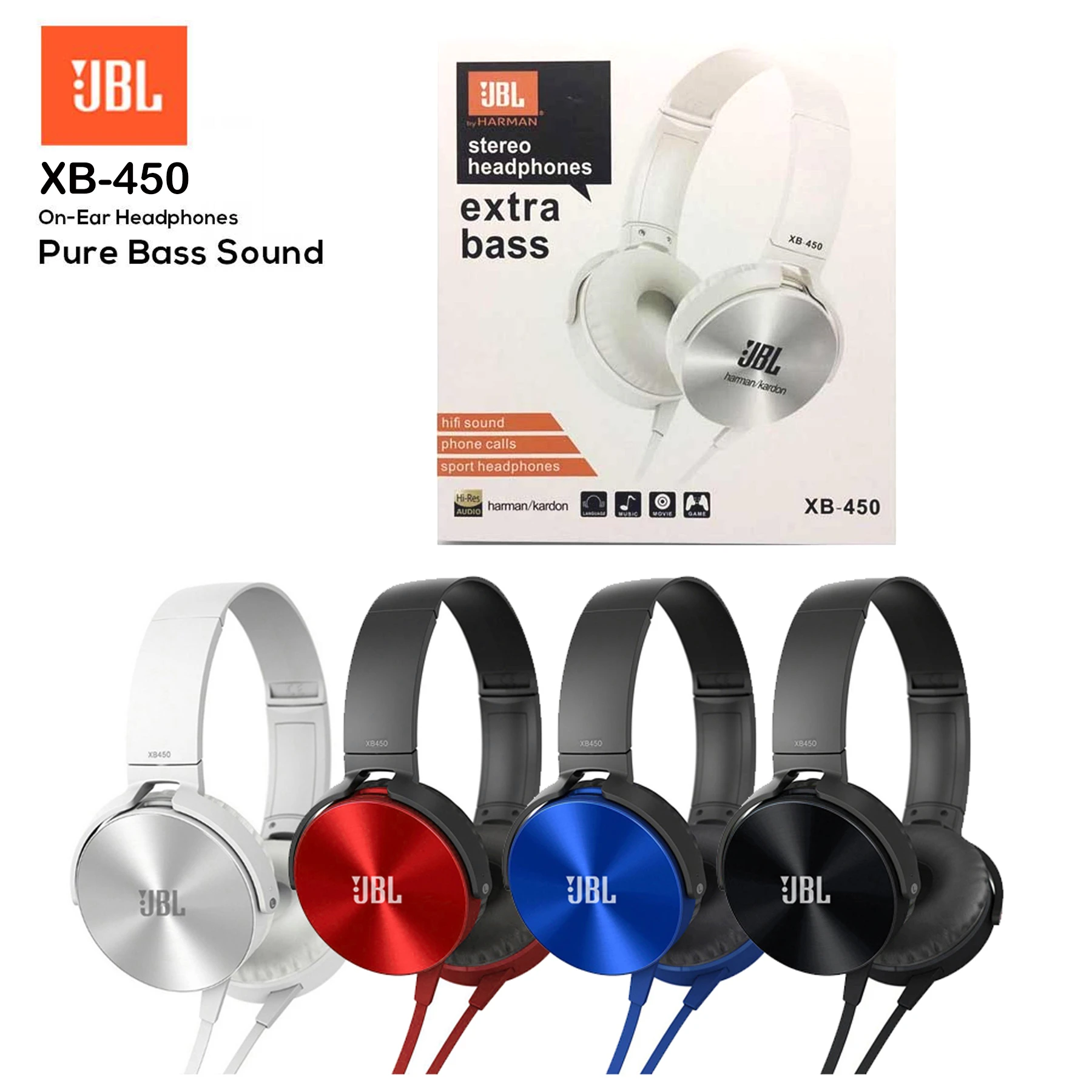 JBL XB450 Extra Bass Dazzling Stereo Headphones