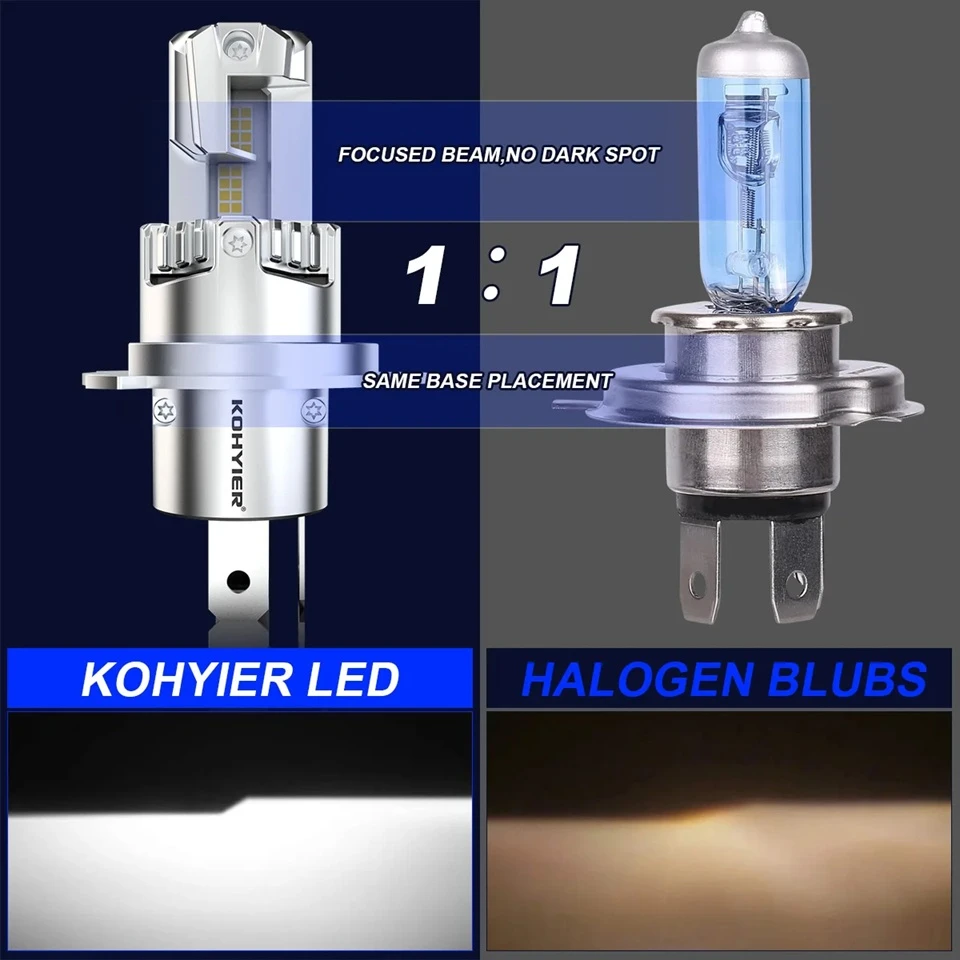 KOHYIER Turbo H4 Hi Lo Beam LED Headlight 100W - image 2