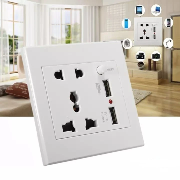 Generic Universal Wall Socket with 2 USB Port