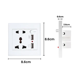 Generic Universal Wall Socket with 2 USB Port - image 3
