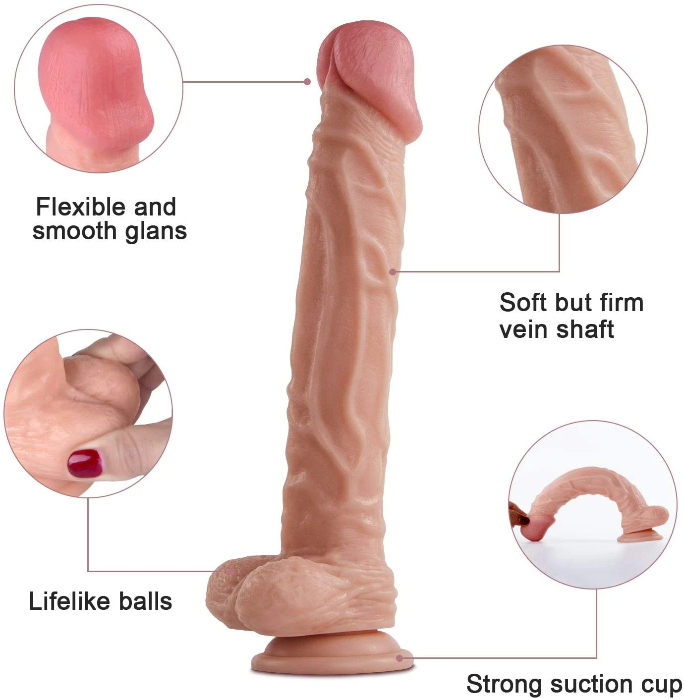 9.5 inch realistic dildo sex toy - image 9