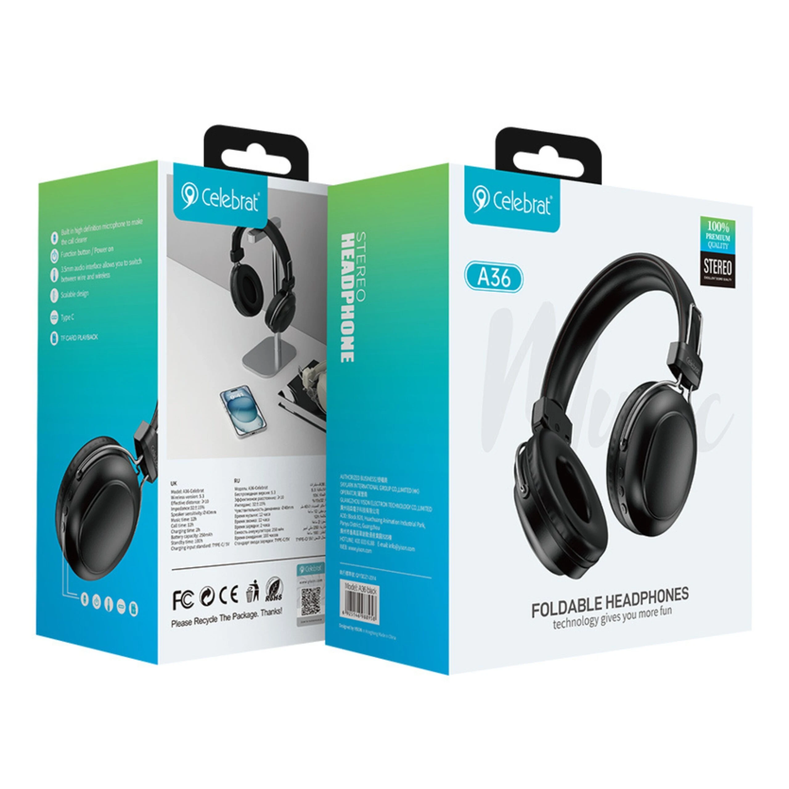 Celebrat A36 Wireless Foldable Headphone - image 3
