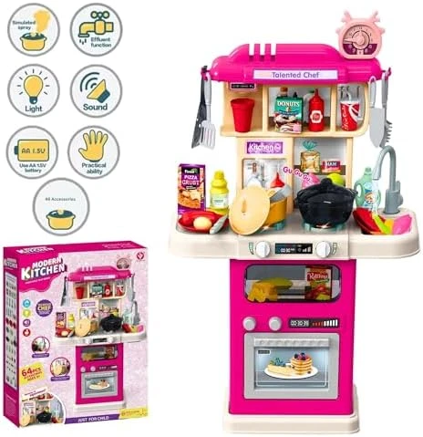 Generic XL Modern Kitchen Playset Lights Sounds Water - image 5