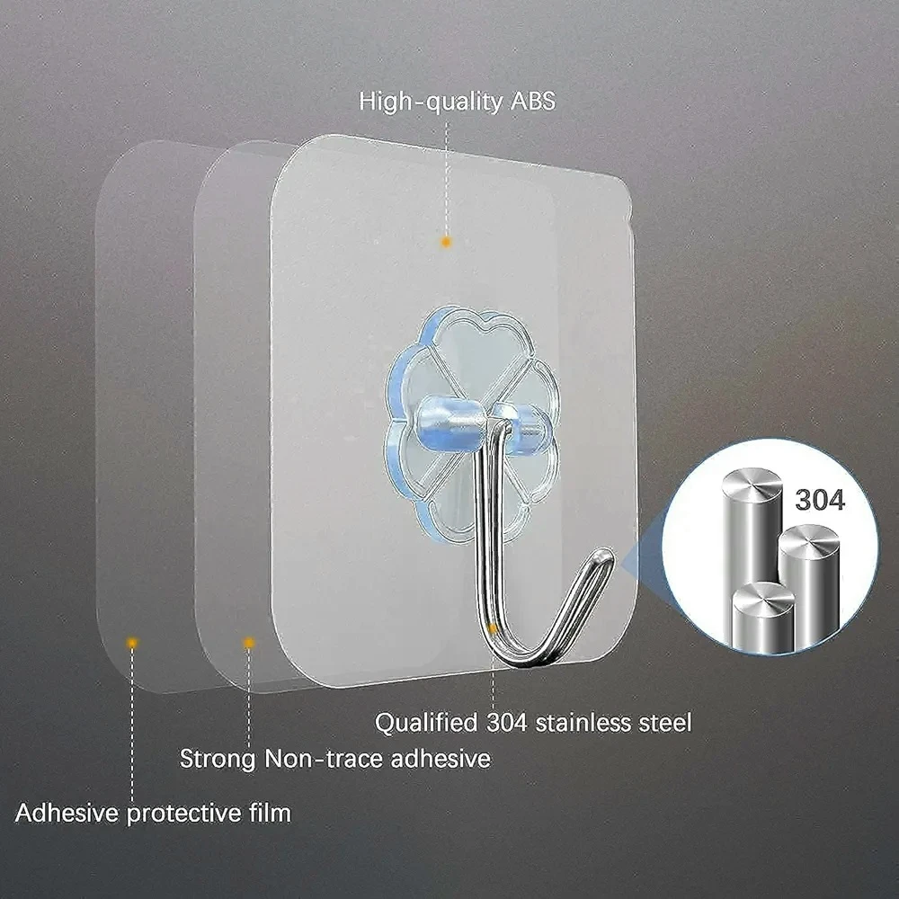 Generic 50 Pcs PVC Stainless Self Adhesive Hooks - image 5