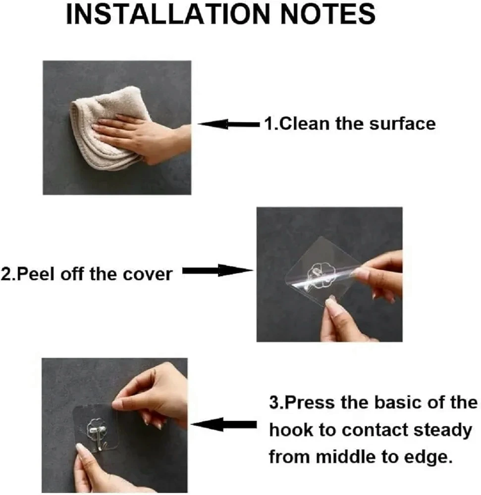 Generic 50 Pcs PVC Stainless Self Adhesive Hooks - image 3