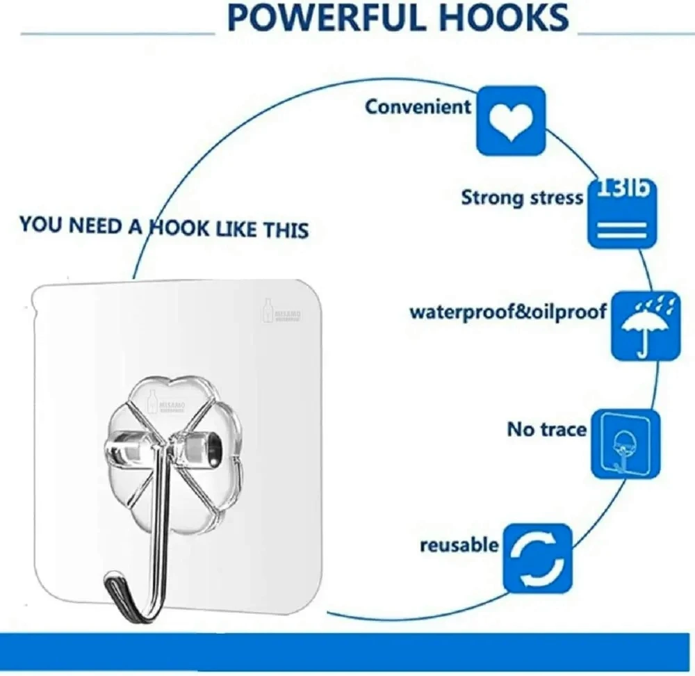 Generic 50 Pcs PVC Stainless Self Adhesive Hooks - image 6