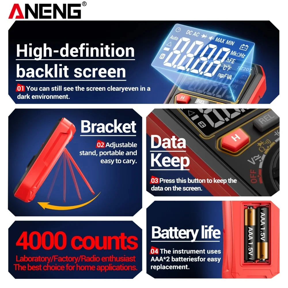 ANENG SZ202 Digital Multimeter AC/DC/NCV Voltage Tester - image 2