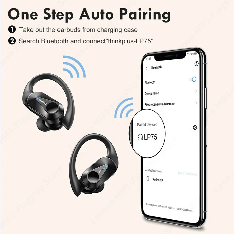 Lenovo ThinkPlus LP75 Wireless Earbuds Sports TWS - image 6