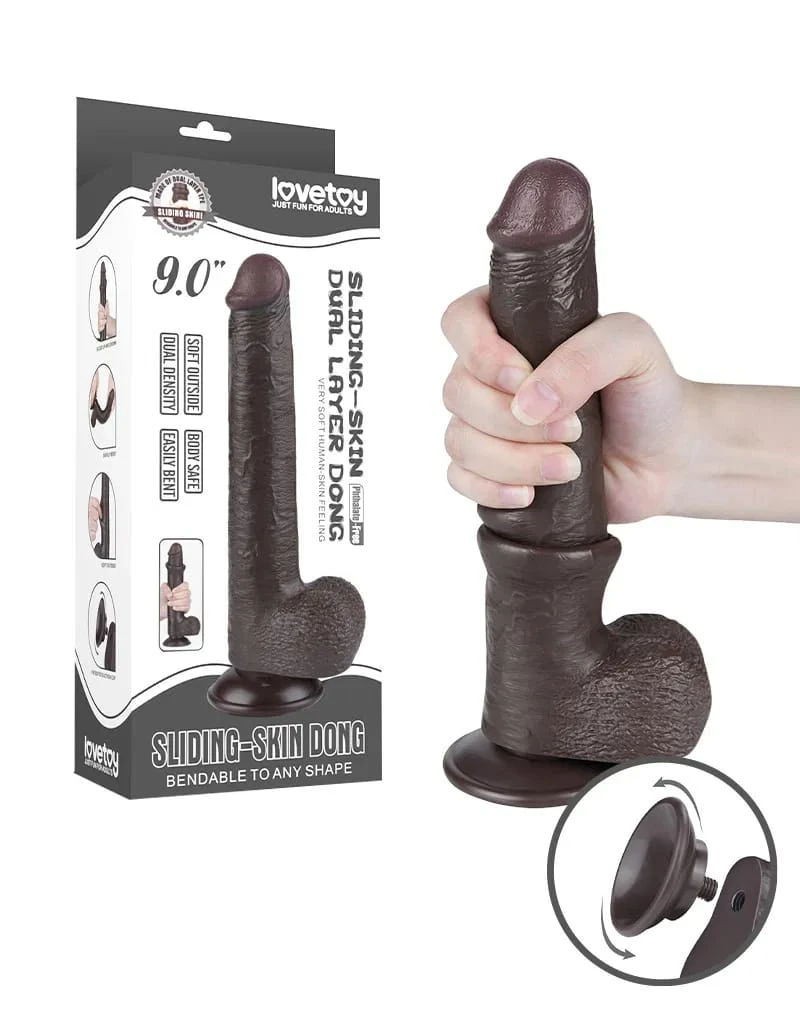 Generic Dual Layer Movable Foreskin Dildo 9 Inches