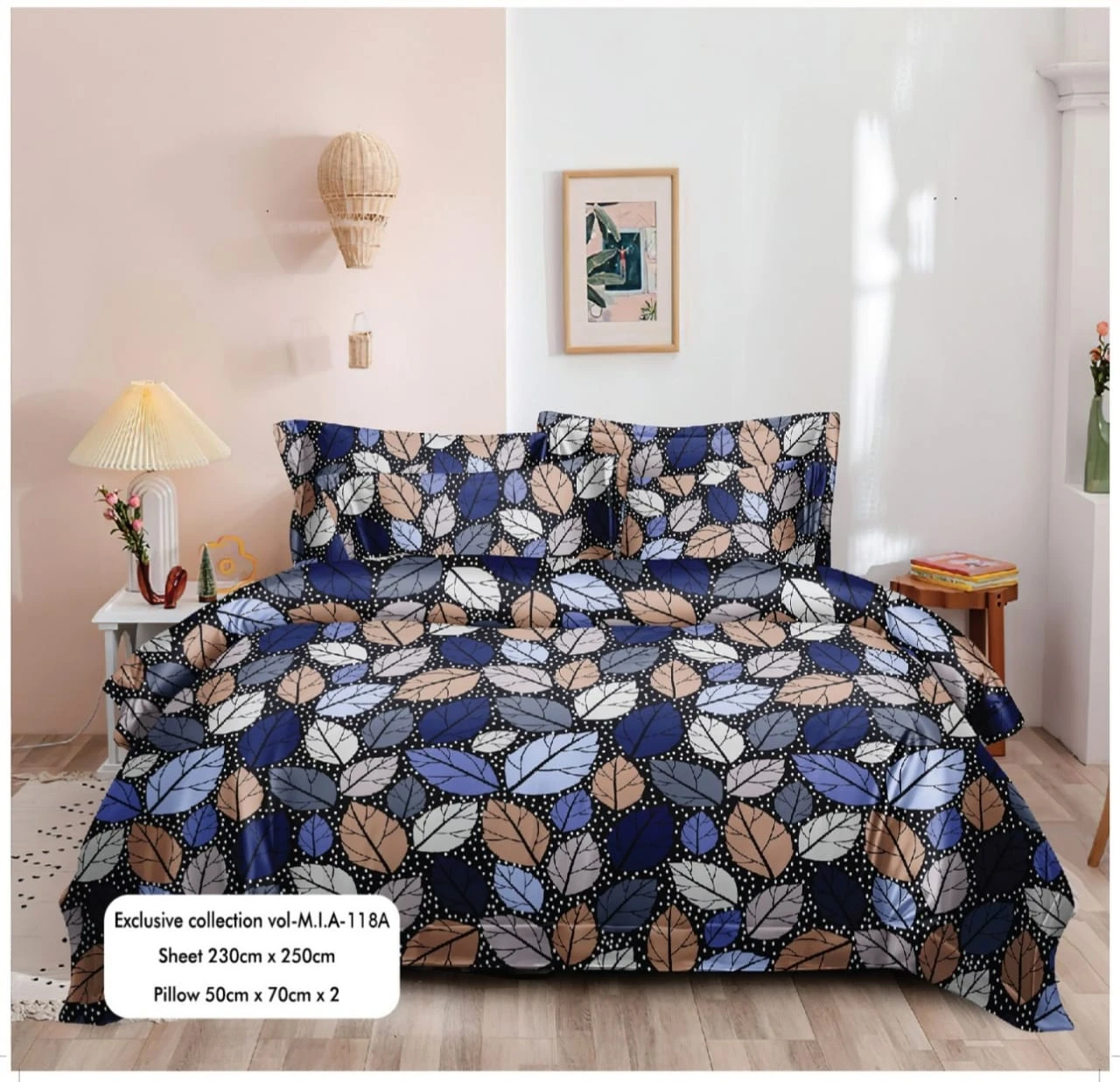 Mia Bedsheets / Bedsheet With 2 Pillow Covers (90 x 100)