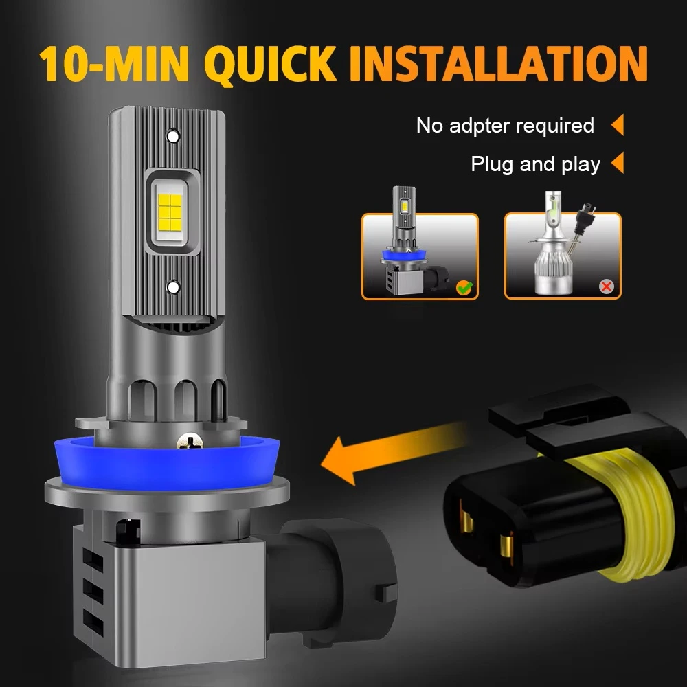 MZGN 2Pcs 20000M 100W LED Headlight Bulbs Canbus - image 4