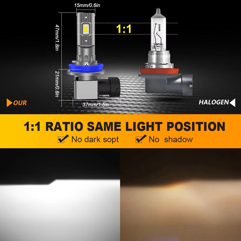 MZGN 2Pcs 20000M 100W LED Headlight Bulbs Canbus - image 6