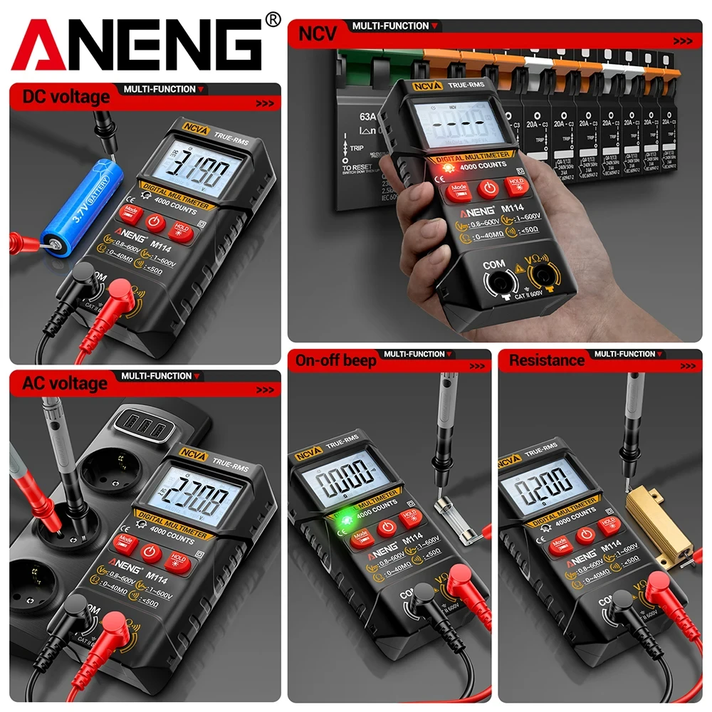 ANENG M114 Multimeter 600V AC/DC/NCV Voltage Tester - image 2