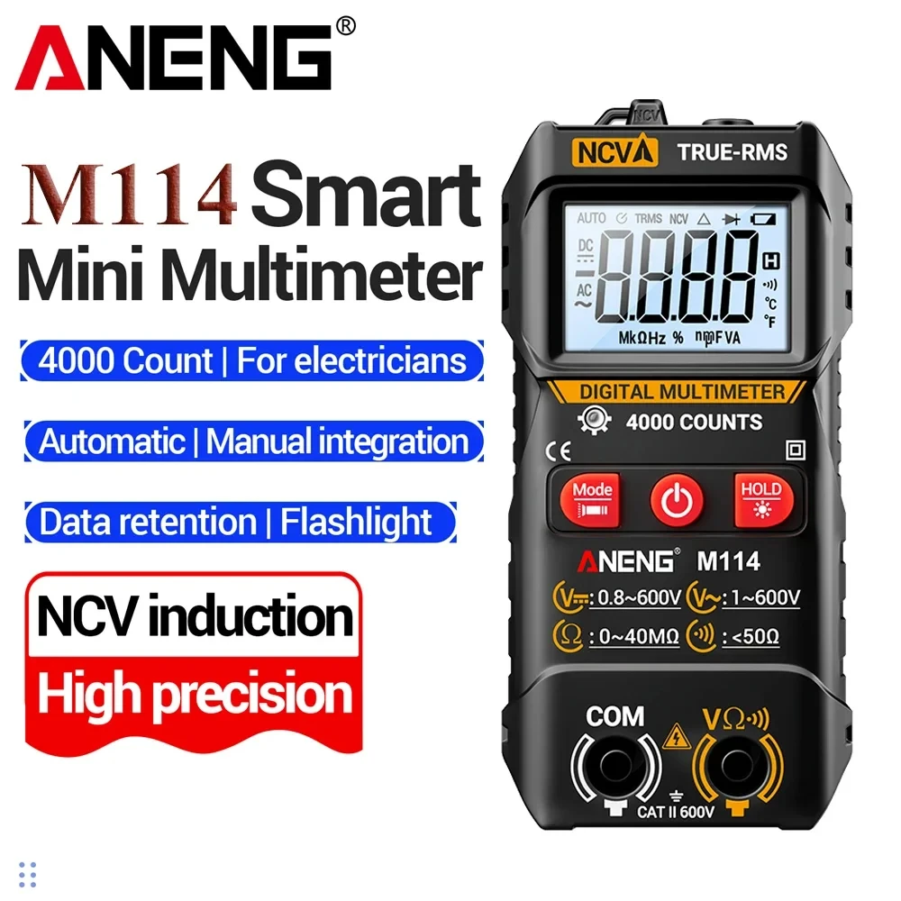 ANENG M114 Multimeter 600V AC/DC/NCV Voltage Tester