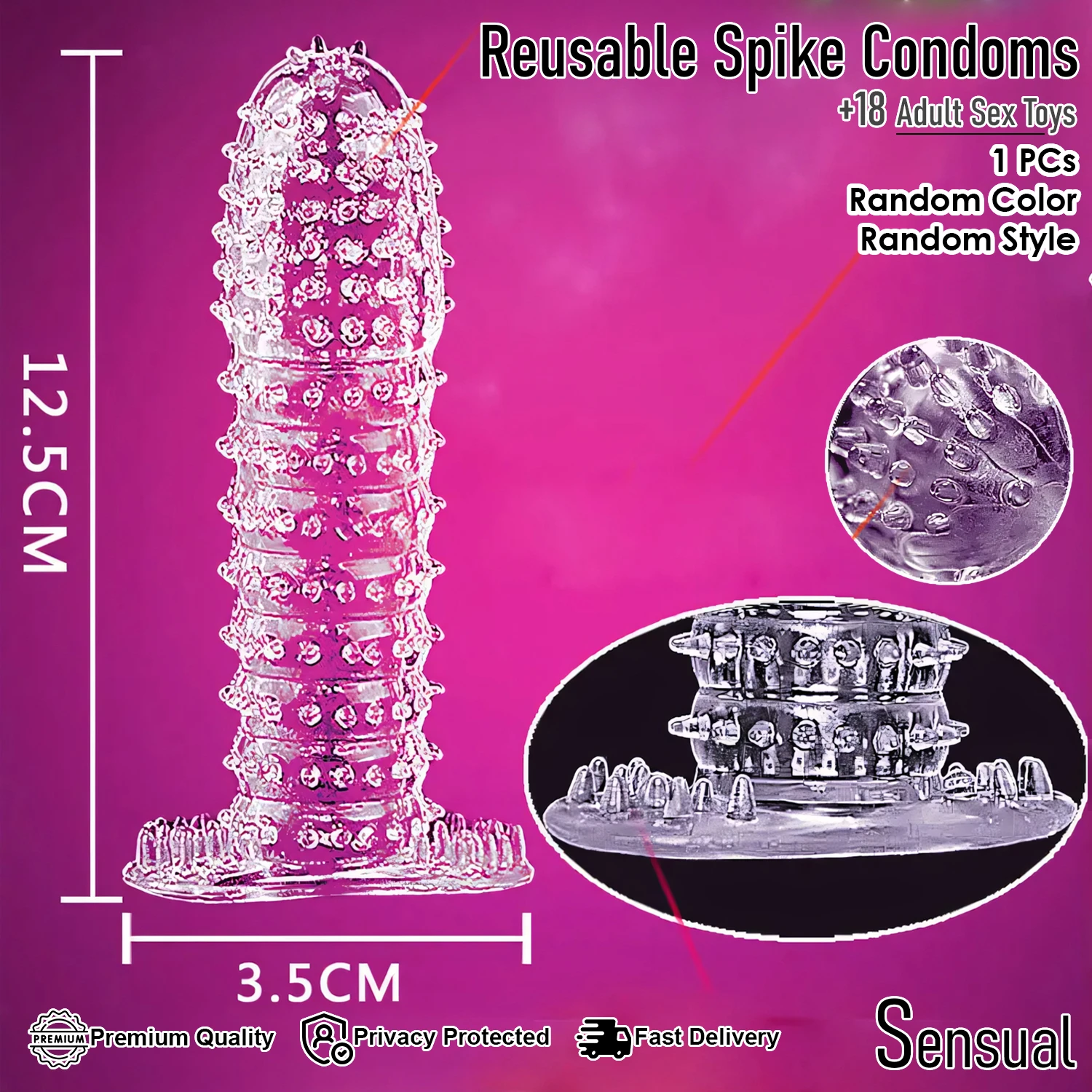 Generic Penis Sleeve Reusable Adult Sex Toy - image 2