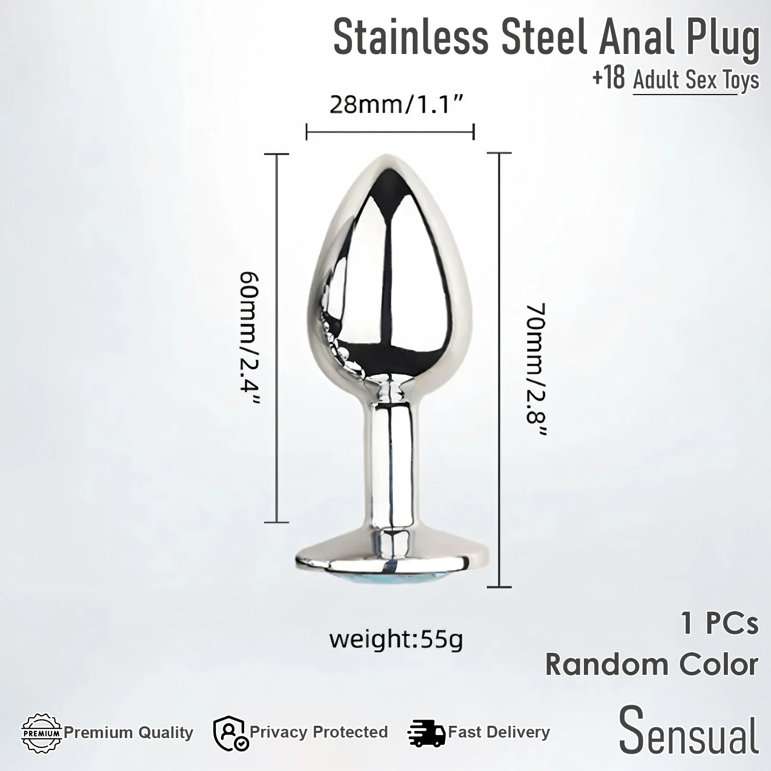 Premium Stainless Steel Anal Plug Sex Toy for Men, Women - image 2