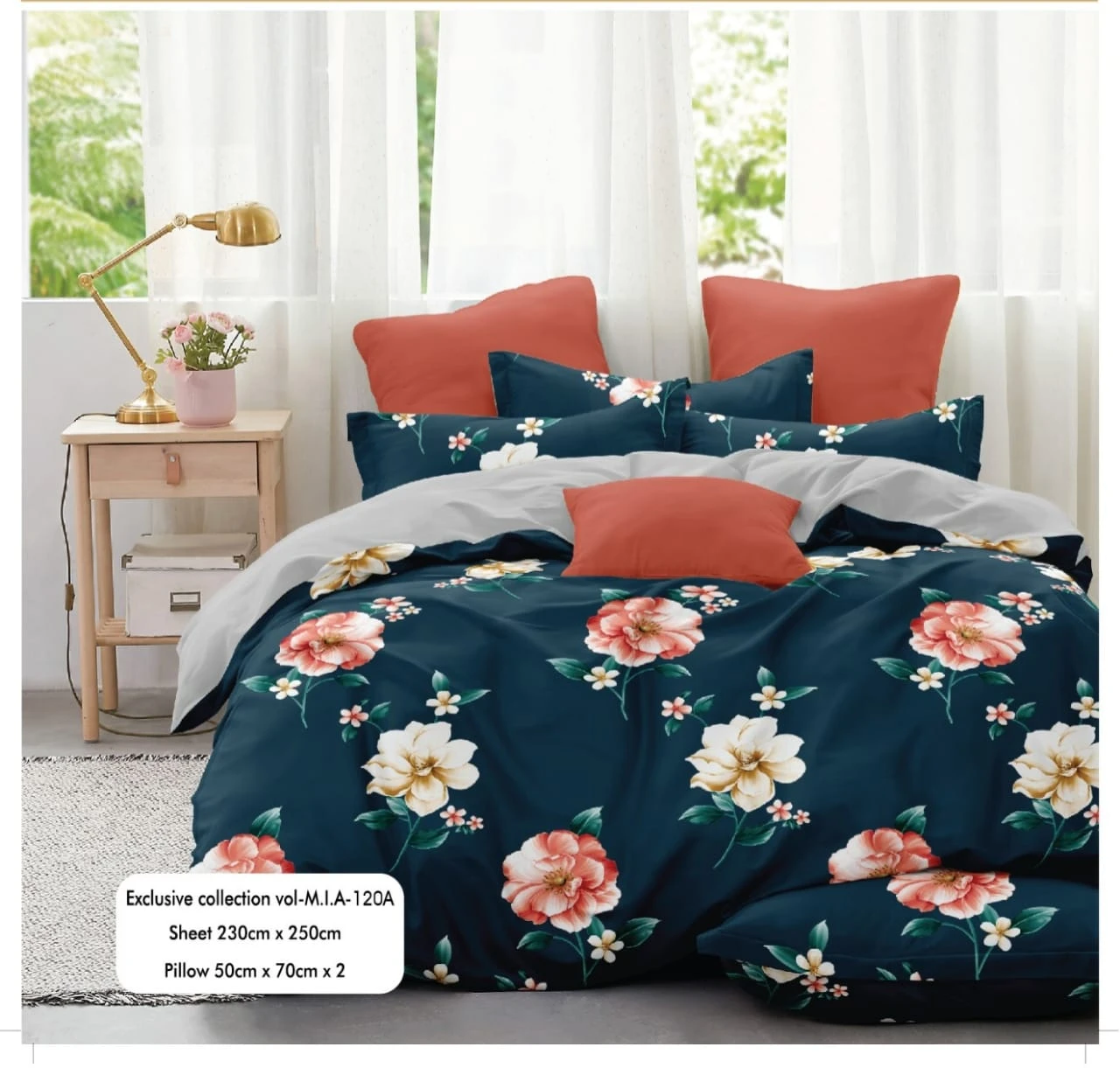 Mia Bedsheet With 2 Pillow Covers (90 x 100)
